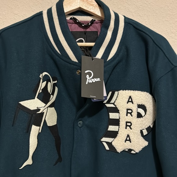 PARRA CLOUDY STAR VARSITY JACKET (PINE GREEN) XL - Picture 5 of 8